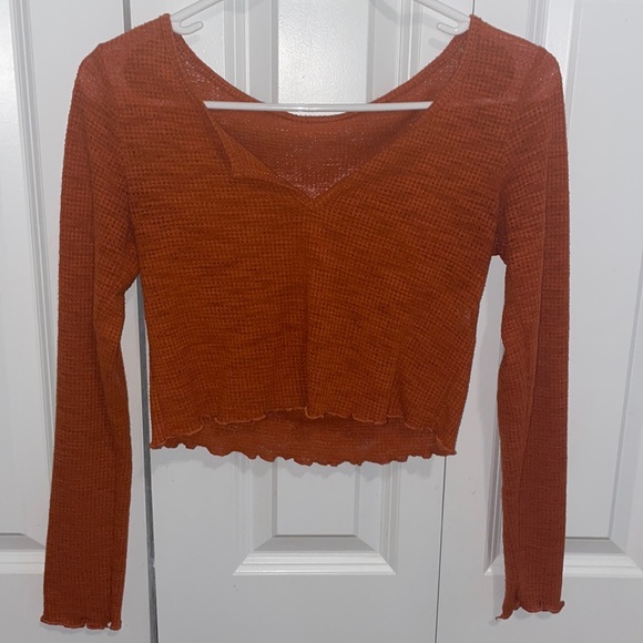 SHEIN Orange Long-sleeve Crop Top - Picture 1 of 4